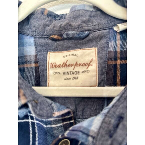 Original Weatherproof Vintage Blue Plaid Flannel Shirt XXL - Picture 5 of 8